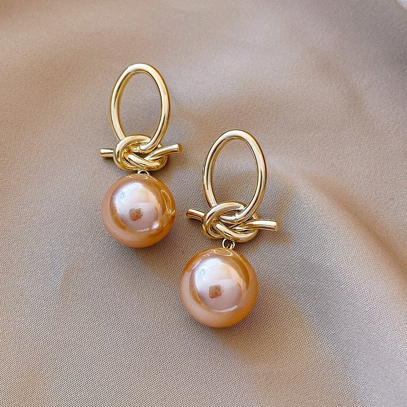 Perle Loop øreringe i Guld