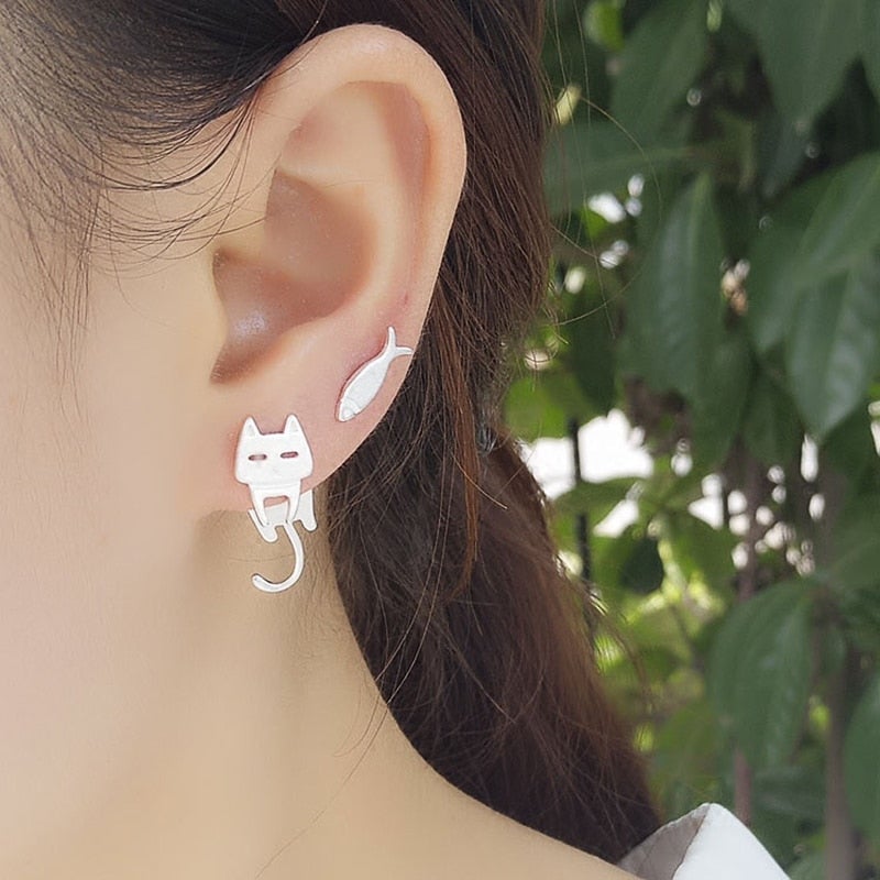 Sølv Klatring Kitty øreringe