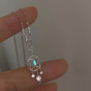 Sølv Moon Crystal Dreamcatcher Halskæde
