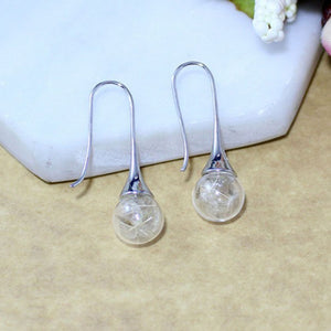 Dråbe øreringe i sølv med mælkebøtte