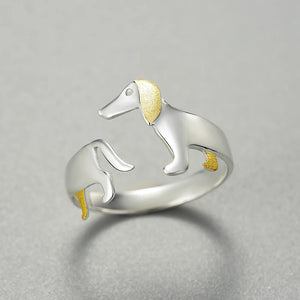 925 Sterling Sølv Gravhund Justerbar Ring