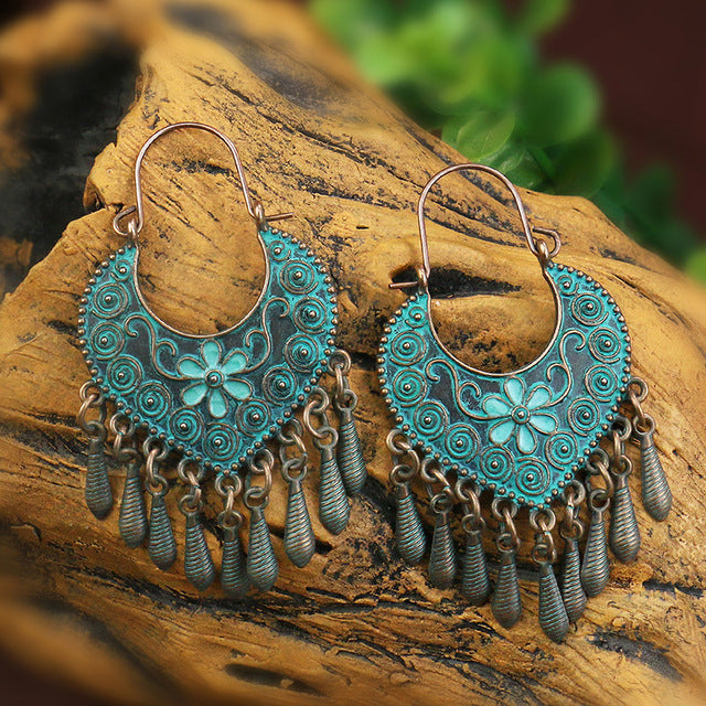 Blå Vintage Mandala-øreringe