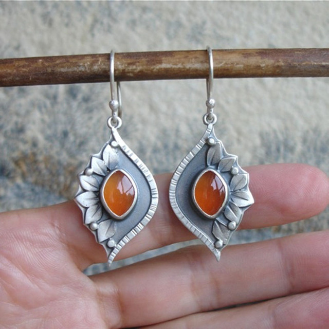 Orange Boho-øreringe med krystaller