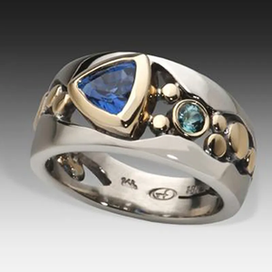 Blå vintage-ring i sølv