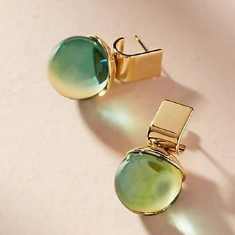 Vintage øreringe i grøn krystal og guld