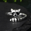 Justerbar sølv vaskebjørn ring