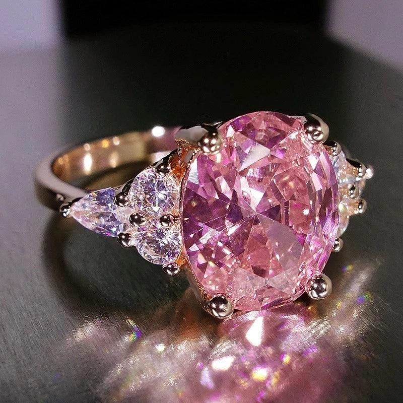 Pink Cubic Zirconia ring i rosa guld og sølv