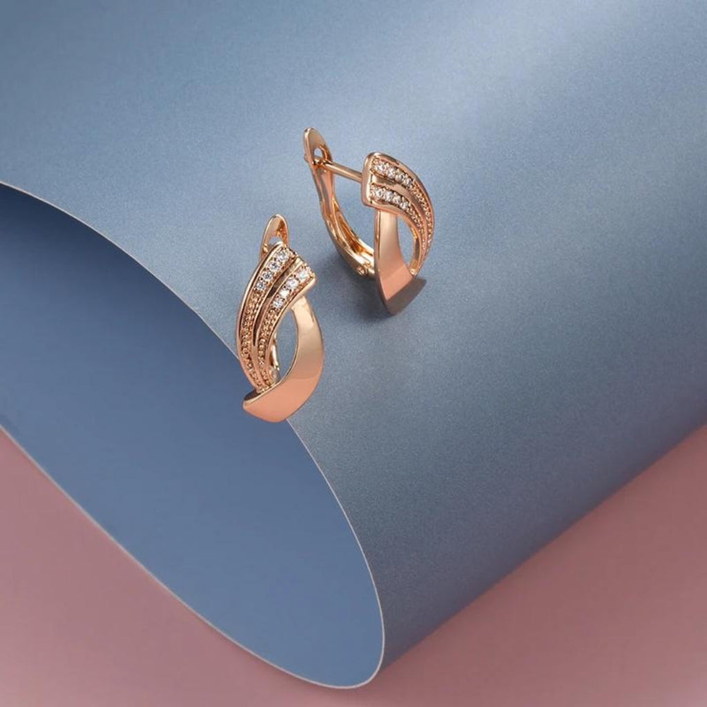 Elegante øreringe med zirkonia i rosa guld