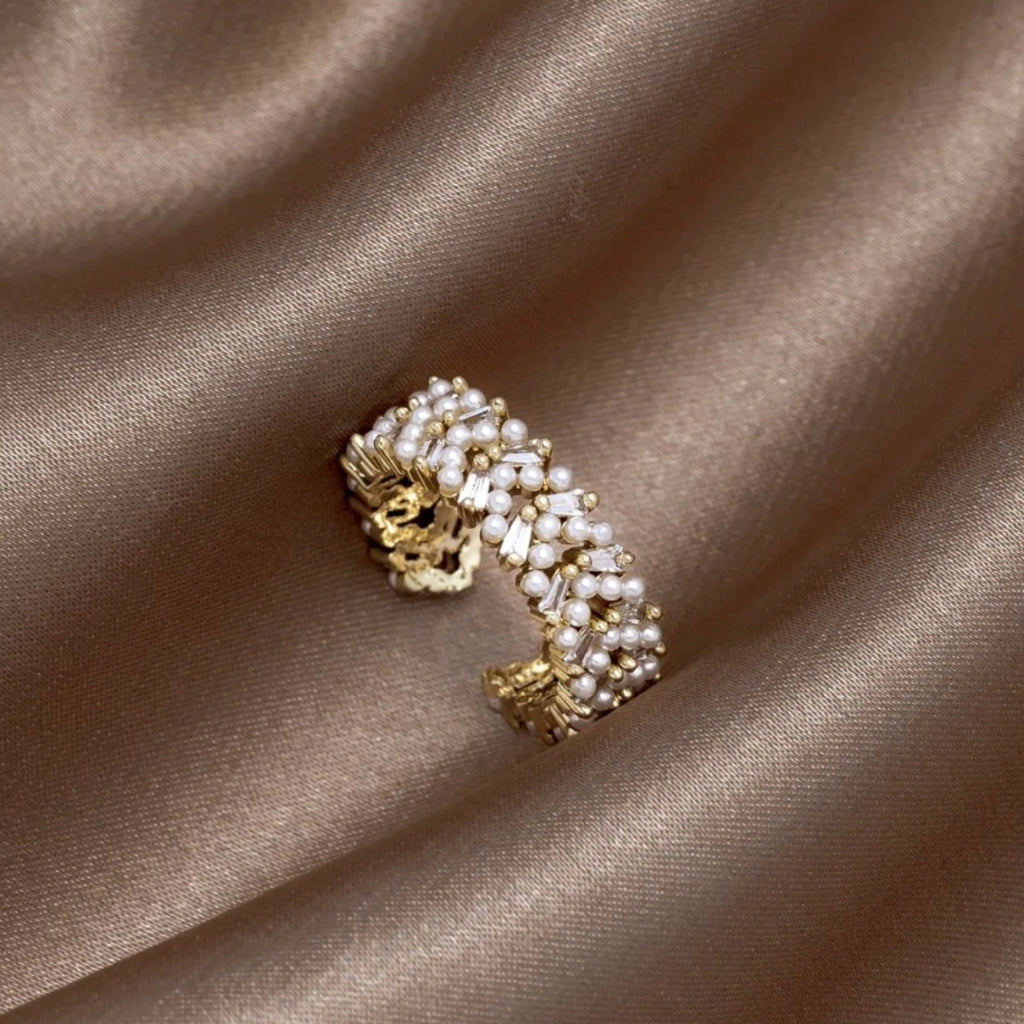 Luksus perle ring i guld