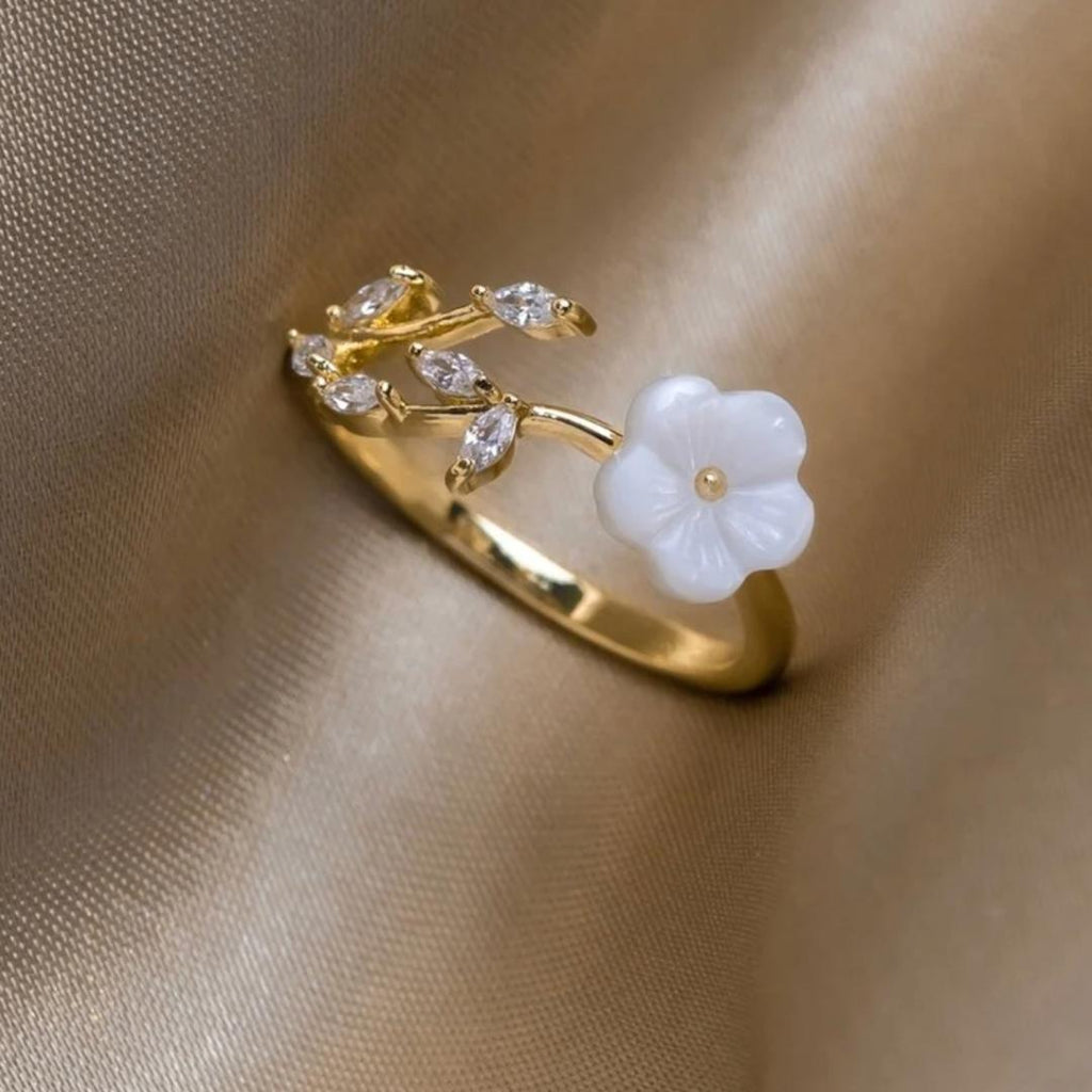 Wildflower med Zirconia justerbar ring i guld