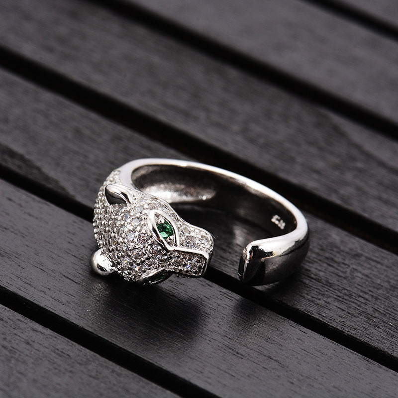 Justerbar jaguar ring med zirkonia i sterling sølv