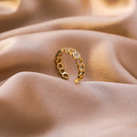 Justerbar guld Honeycomb ring