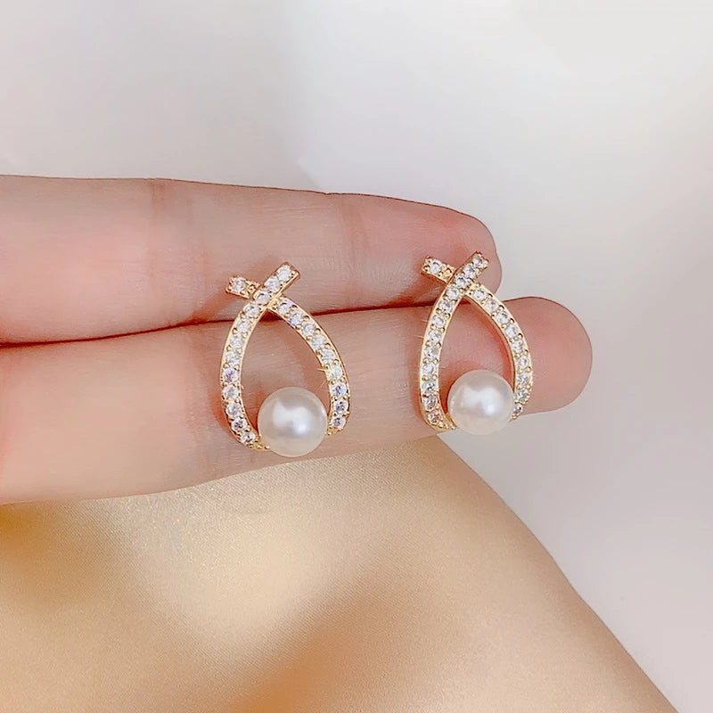 Perle øreringe med Glitter
