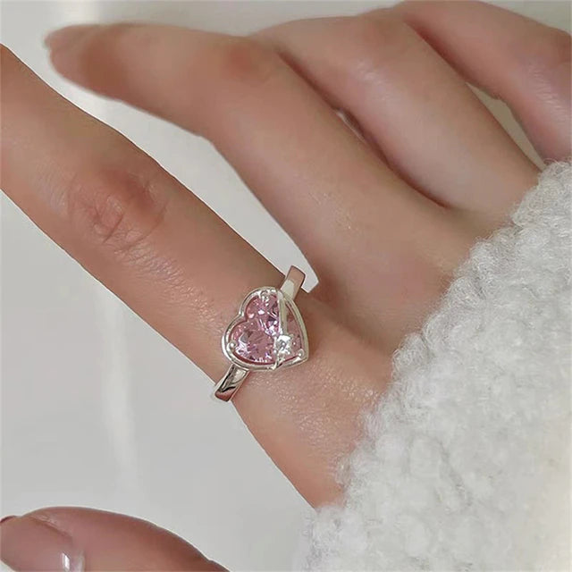 Sterling sølv Rose Crystal krystal hjerte øreringe og ring