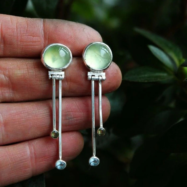 Vintage grønne krystal øreringe