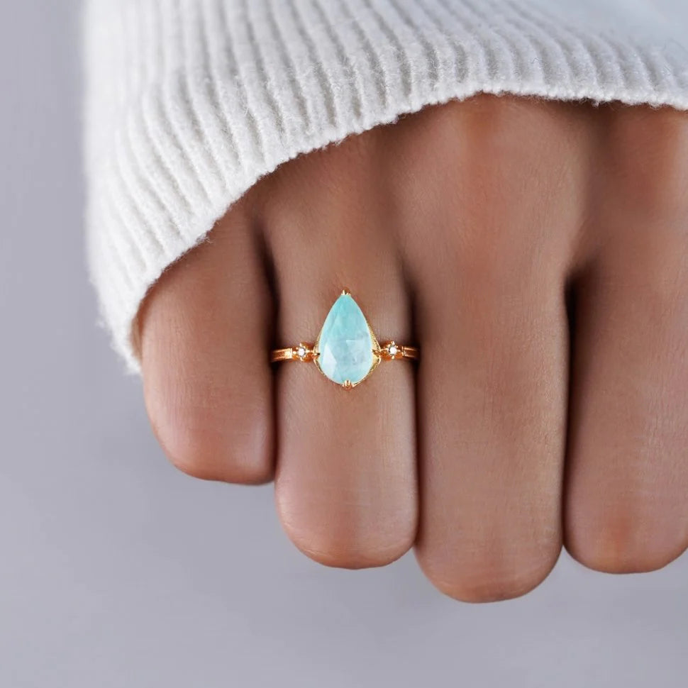 Ocean Blue Amazonit Krystal Ring